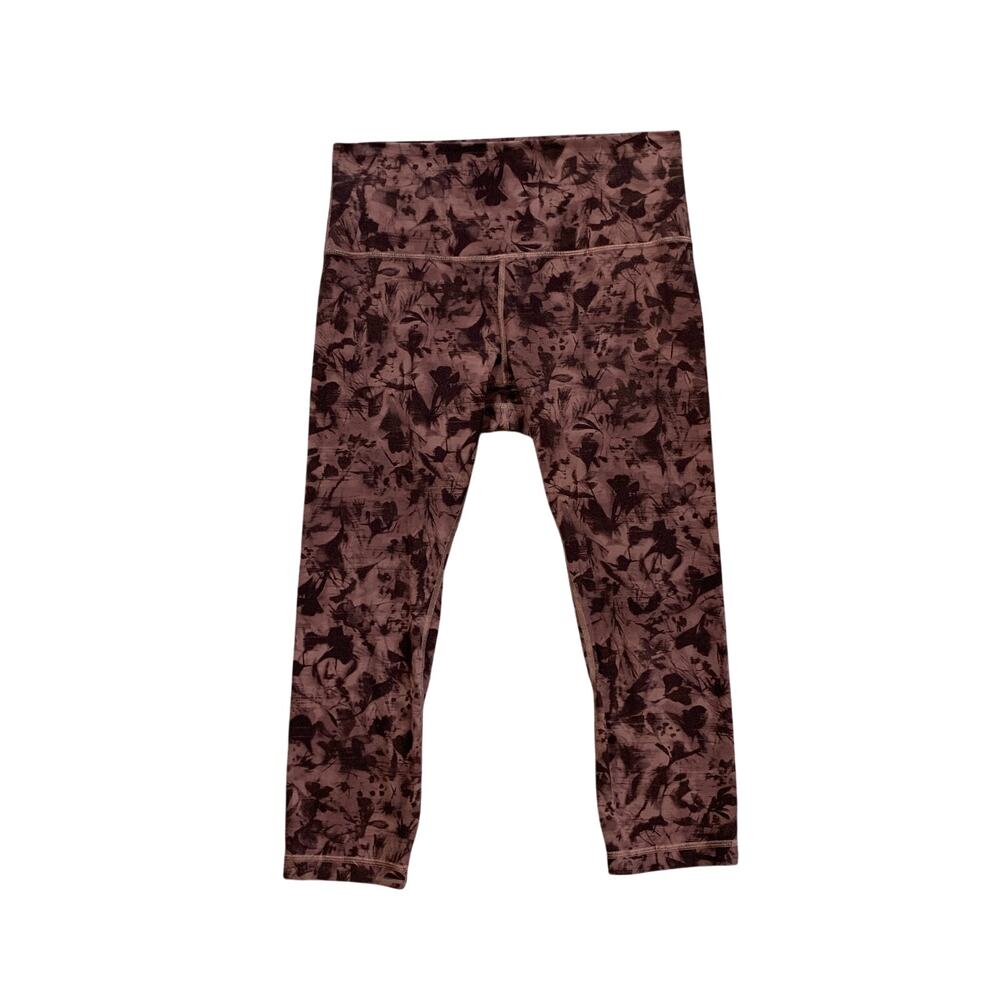 Lululemon Leggings Womens 10 Black Purple Align High Rise Cropped Floral Print